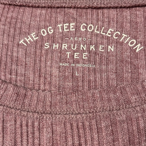 Aero OG Tee Collection Shrunken Long Sleeve Top Ribbed Knit Pink‎ - Picture 2 of 3